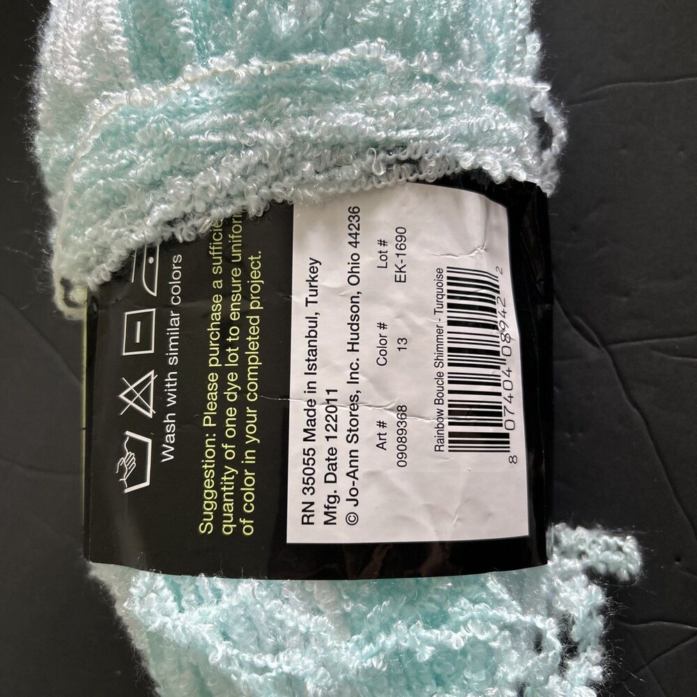 SENSATIONS RAINBOW  BOUCLE W Shimmer Yarn Turquoise 11 Oz 614 Yards
